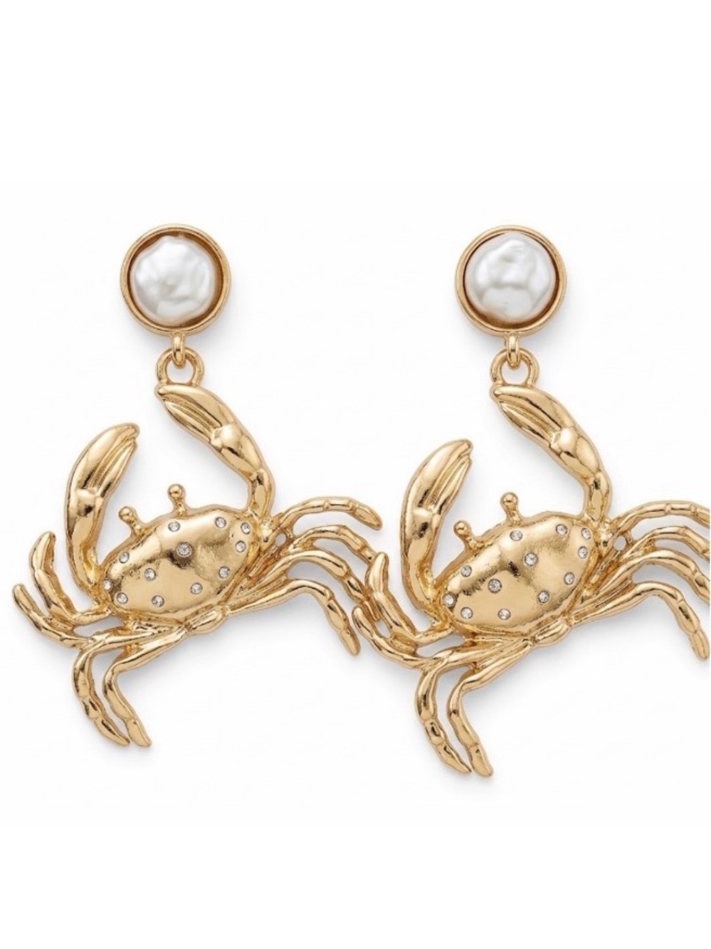 NWT ⚜️💎⚜️ PIPER K Gold Toned Crab Earrings with Glass Stones